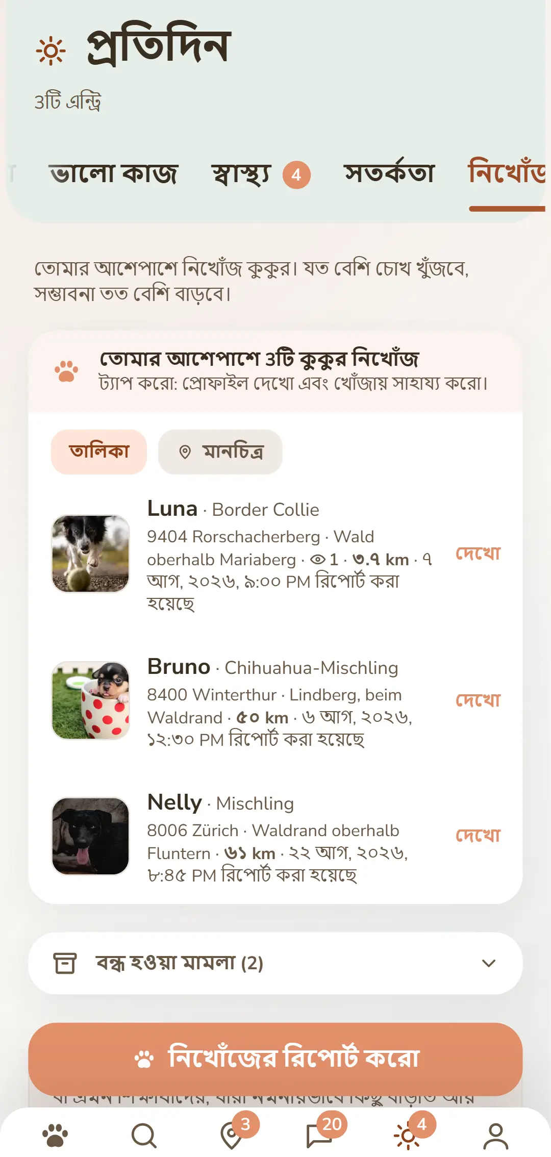 আশেপাশে হারানো কুকুর – ছবি, জায়গা ও সময় সহ