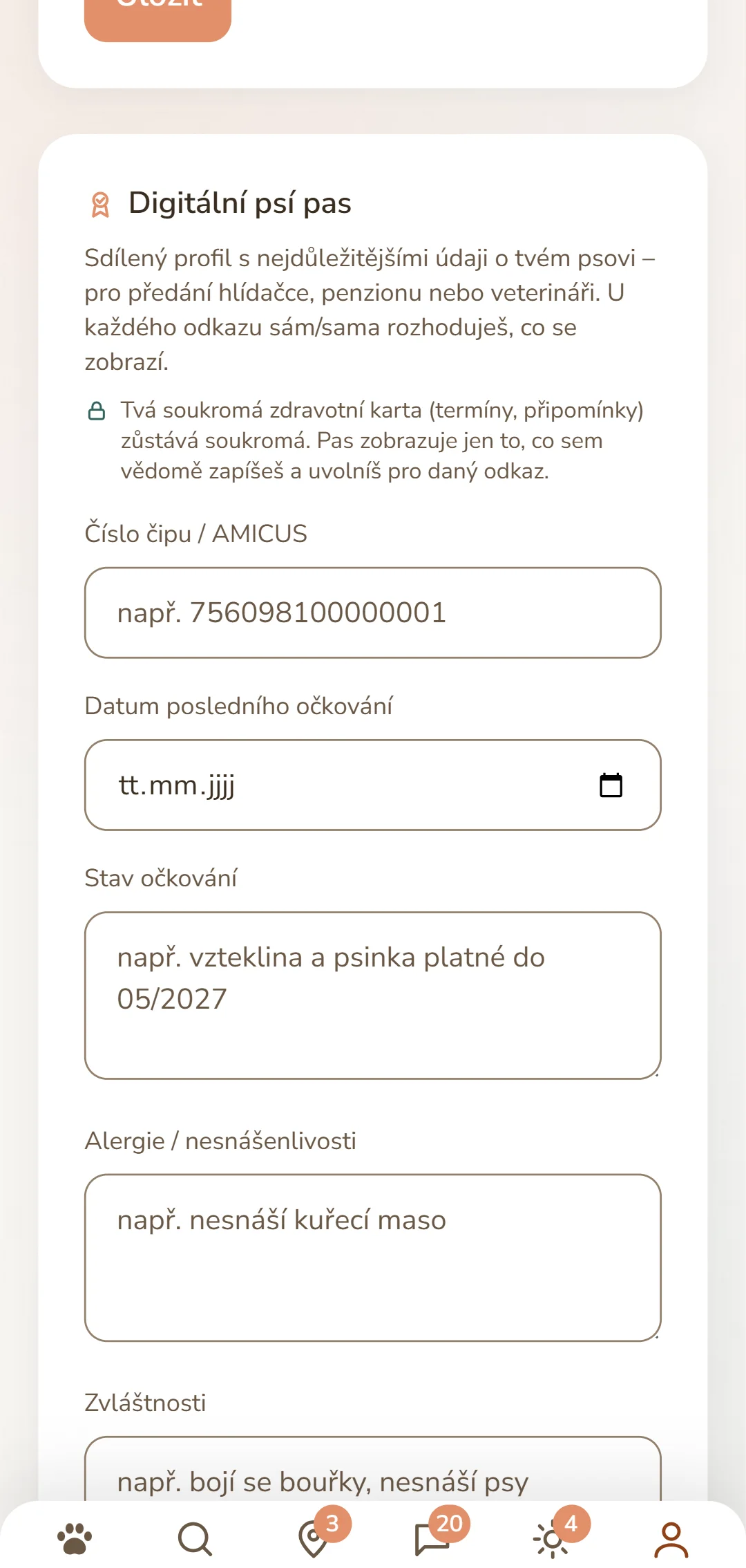 Digitální psí pas: číslo čipu, stav očkování a alergie