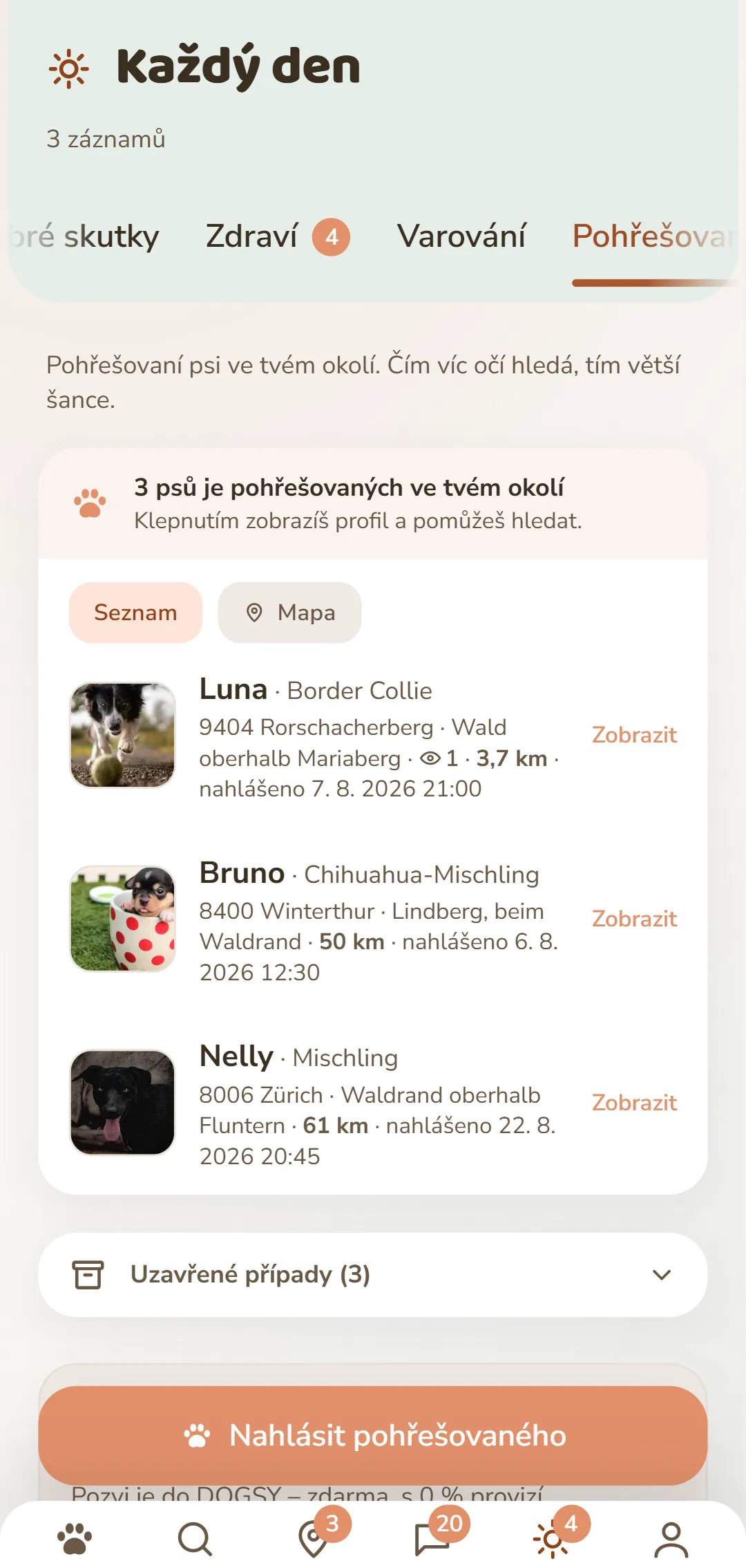Pohřešovaní psi v okolí – s fotkou, místem a časem