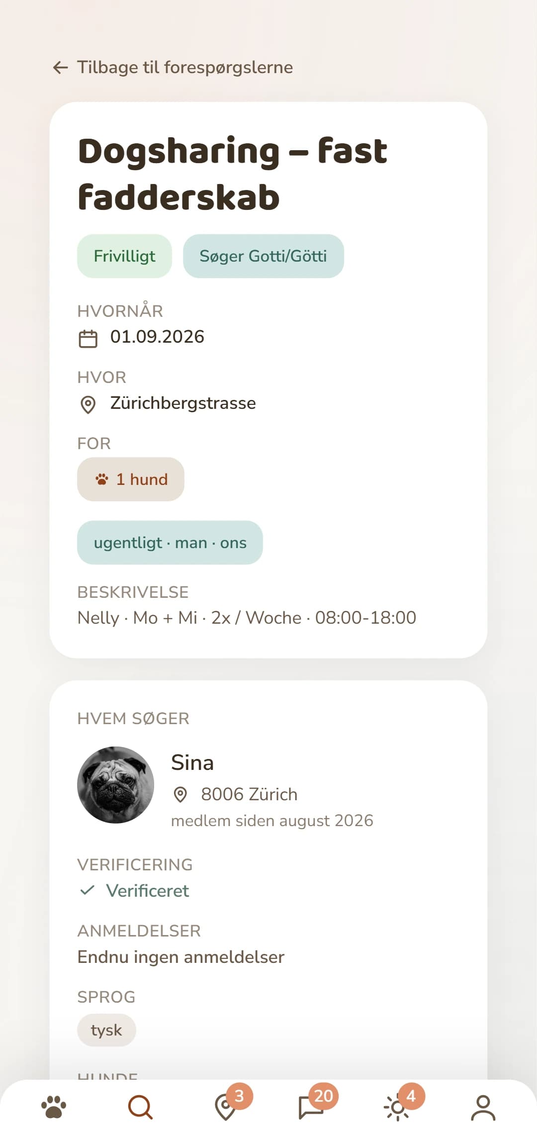 Et Dogsharing-opslag i detaljer: periode, sted og hvem der står bag