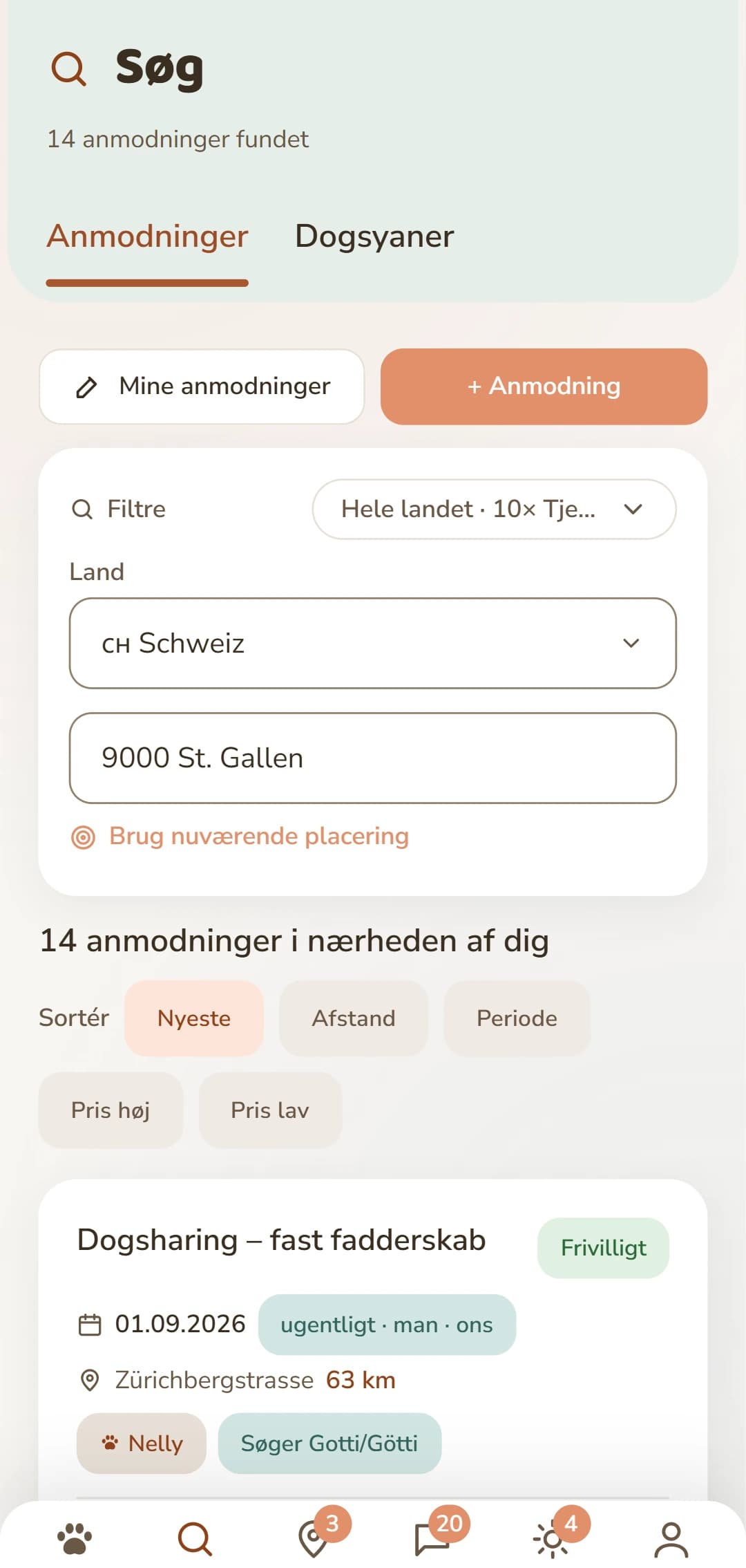 Dogsharing-opslag med retning, rytme og ugedage