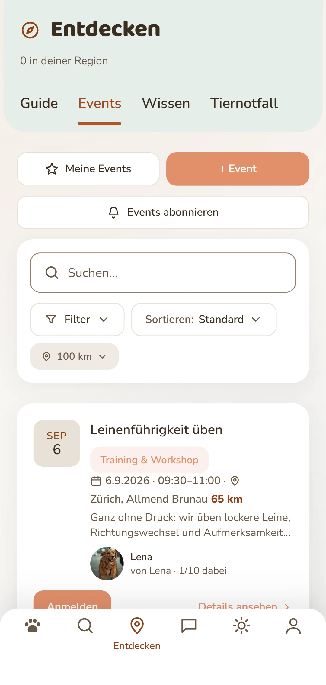 Kommende Hunde-Events mit Datum, Ort und Entfernung