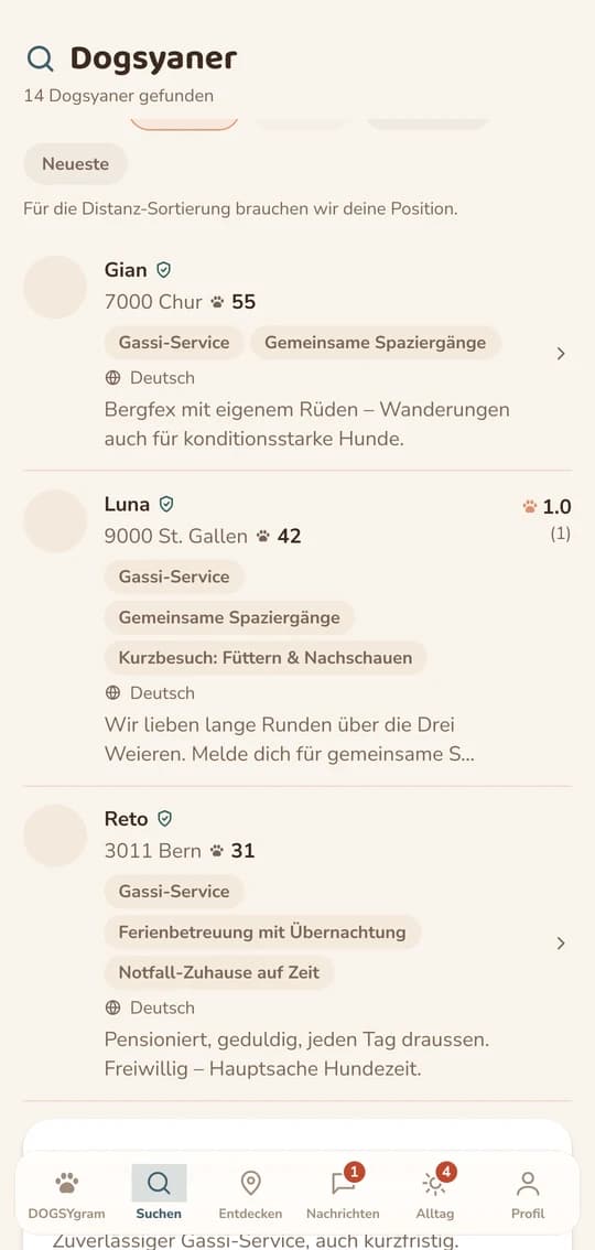 Die Trefferliste: Dogsyaner in deiner Nähe