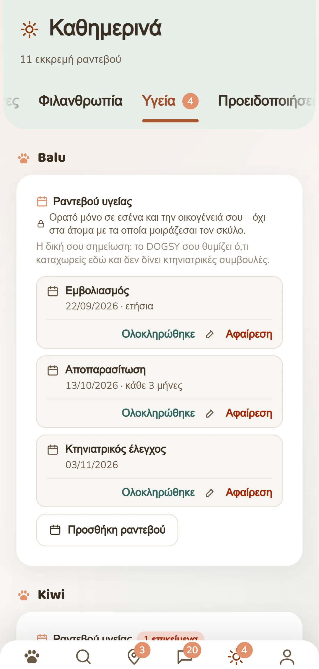Ραντεβού υγείας ανά σκύλο: εμβολιασμός, αποπαρασιτισμός, προστασία από τσιμπούρια και άλλα
