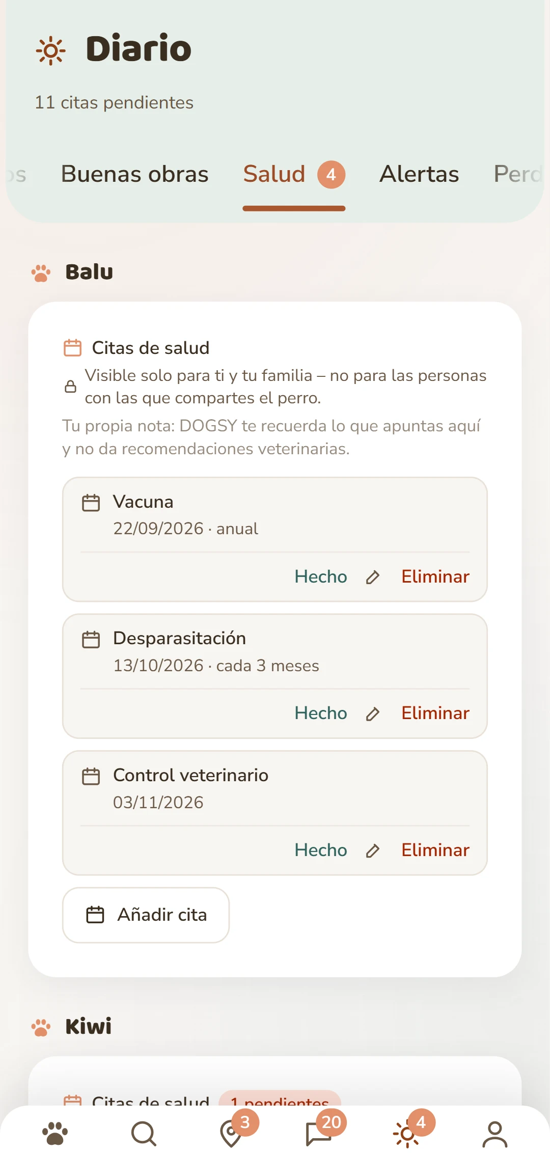 Citas de salud por perro: vacunación, desparasitación, protección antiparasitaria y más