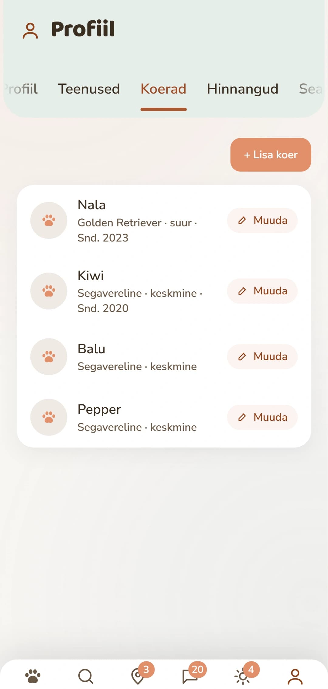 Koerte ala oma profiiliga iga koera jaoks