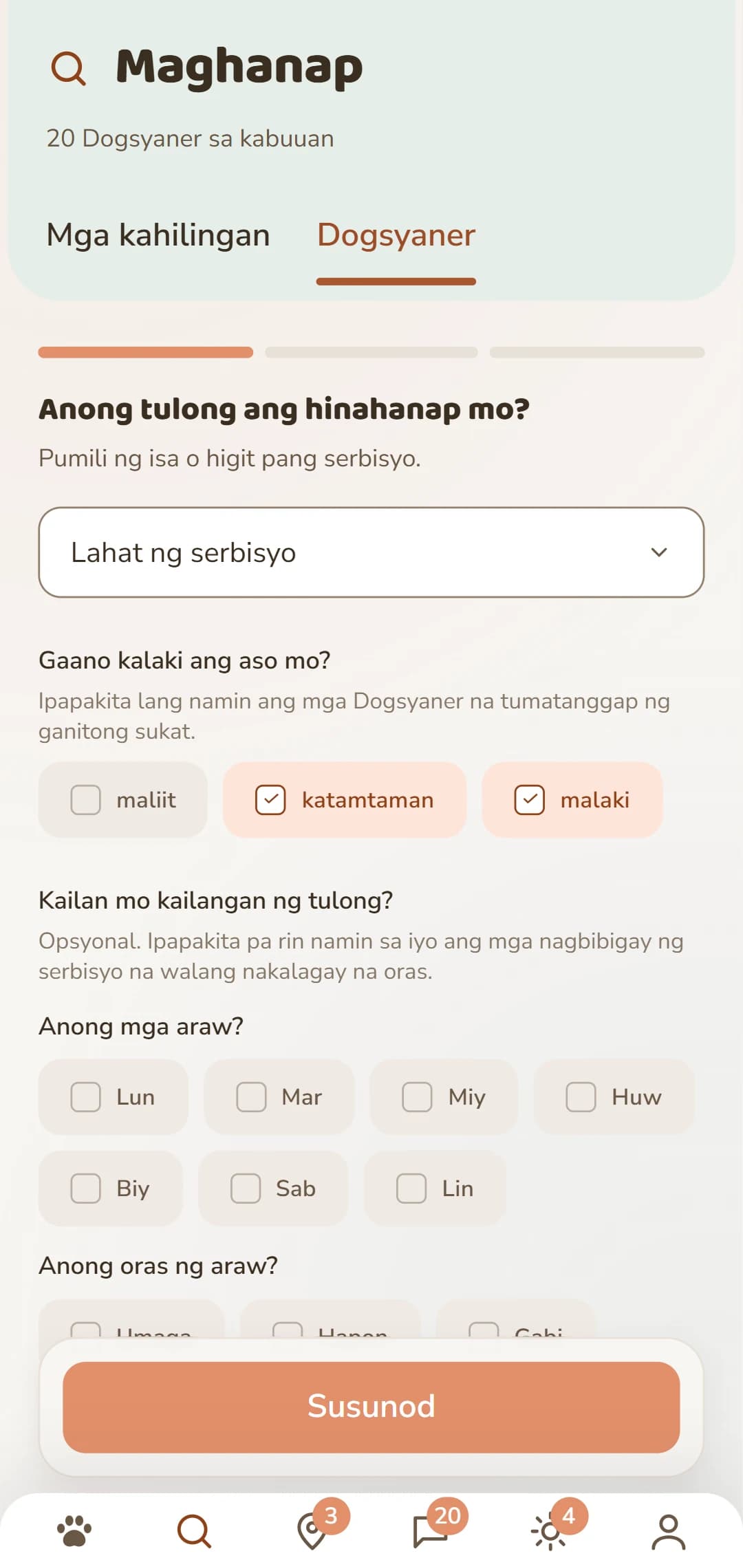 Tumpak na pag-filter: serbisyo, laki ng aso, at iba pang criteria