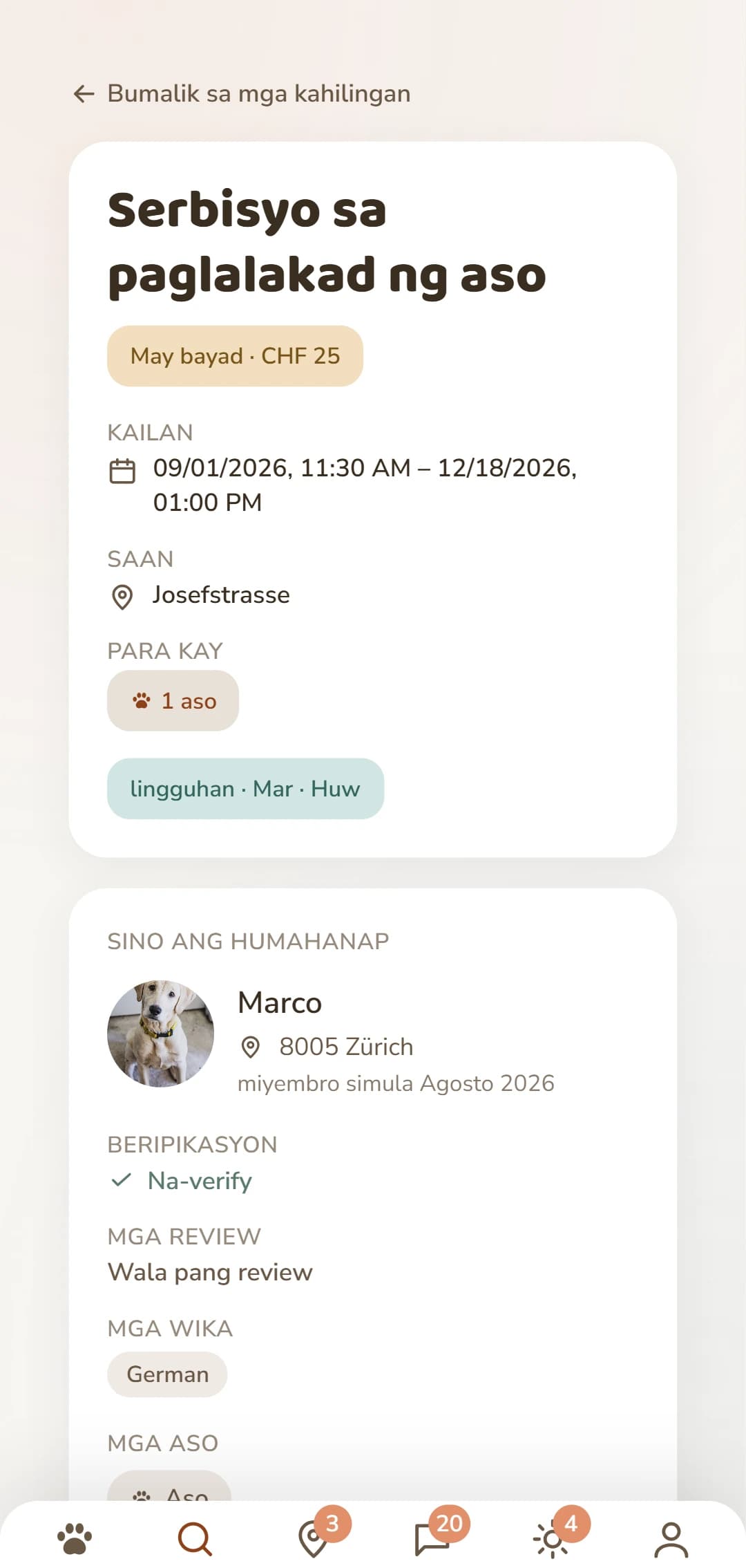 Ang tapos na listing, kung paano ito makikita ng ibang Dogsyaner