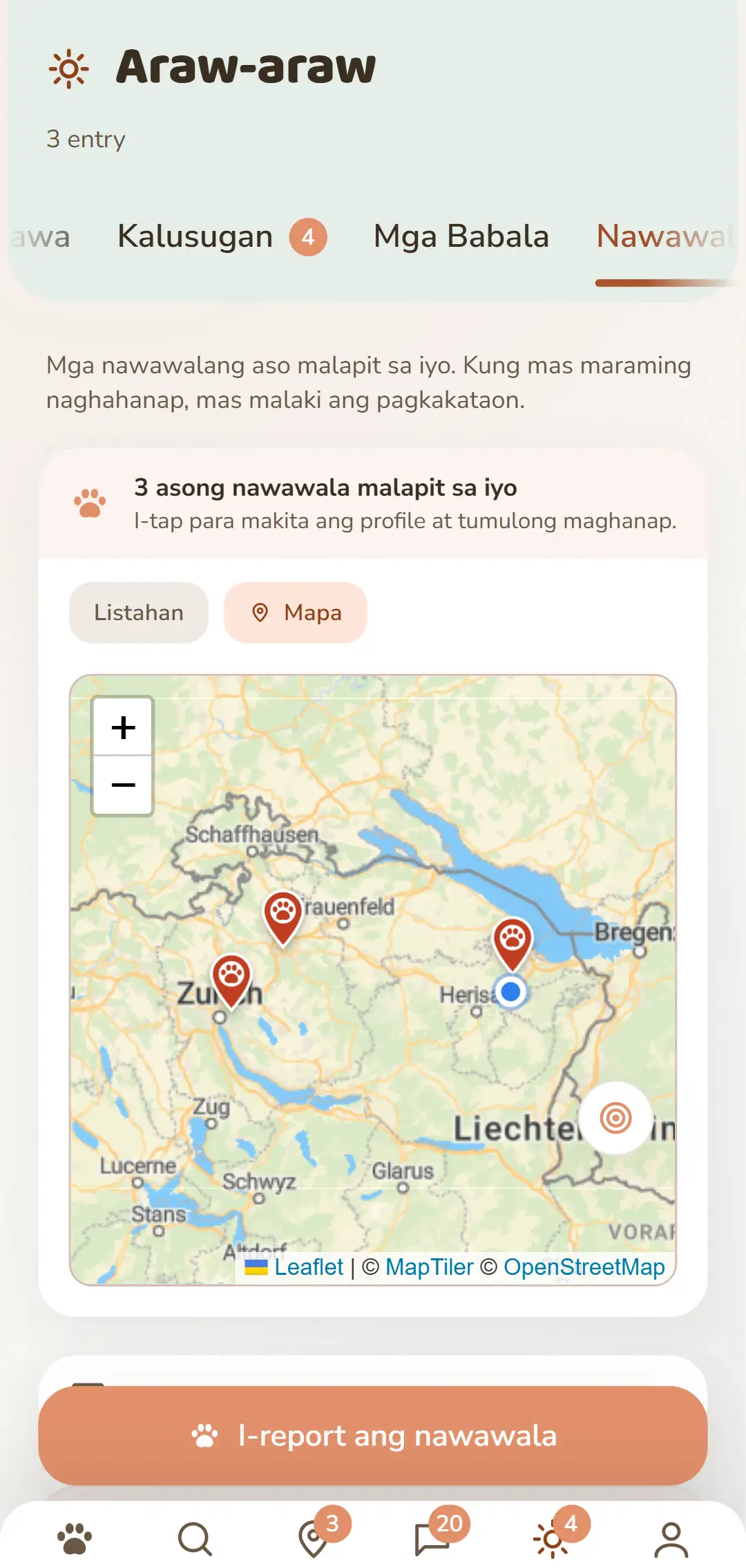 Mga bukas na kaso sa paligid mo – bilang mapa sa app