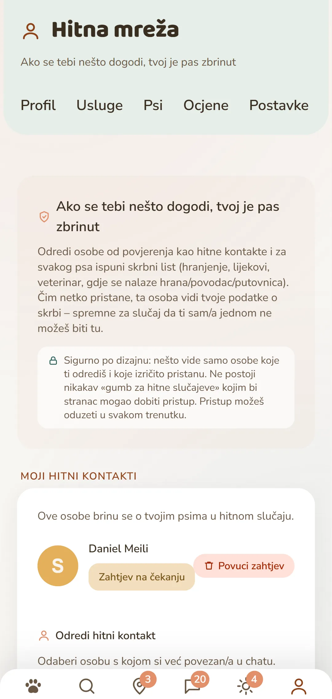 Tvoji hitni kontakti i otvoreni zahtjevi na jednom mjestu