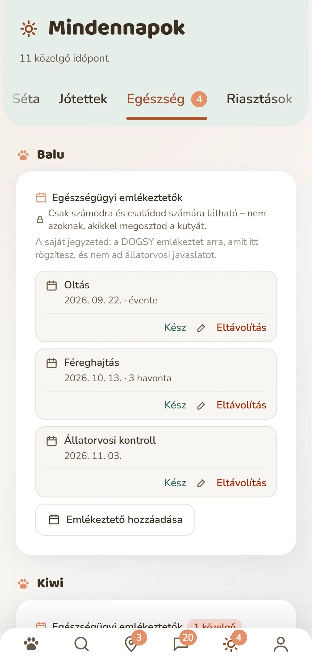 Egészségügyi időpontok kutyánként: oltás, féreghajtás, kullancsvédelem és más