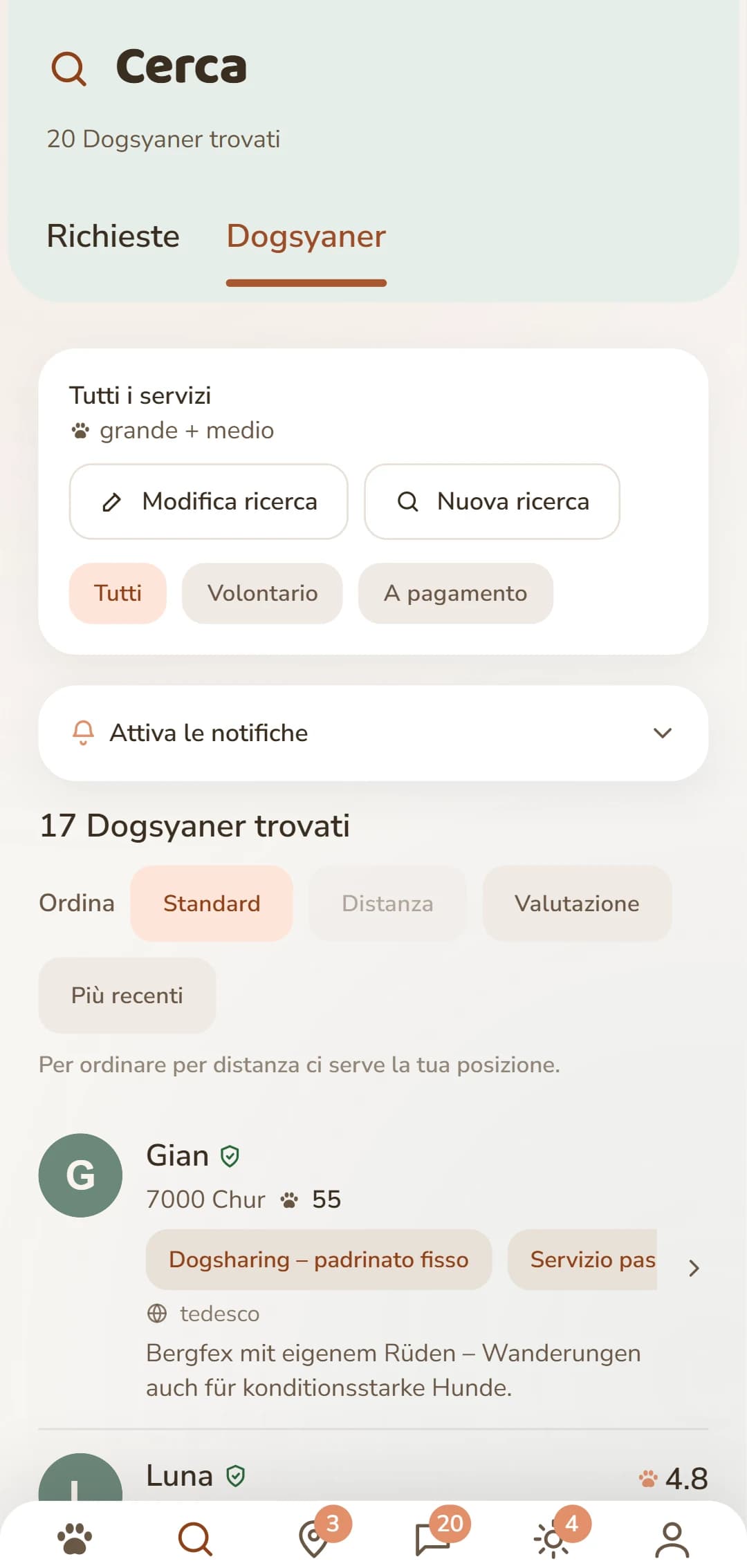 L'elenco dei risultati: i Dogsyaner vicino a te
