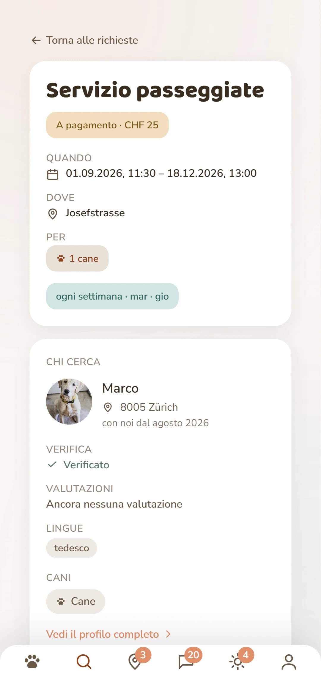 La richiesta pubblicata, come la vedono gli altri Dogsyaner