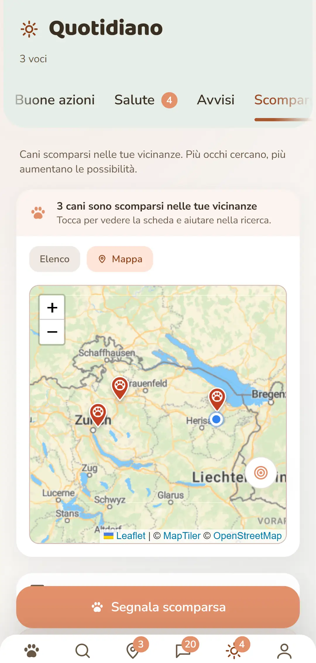 I casi aperti nei dintorni – sulla mappa nell'app
