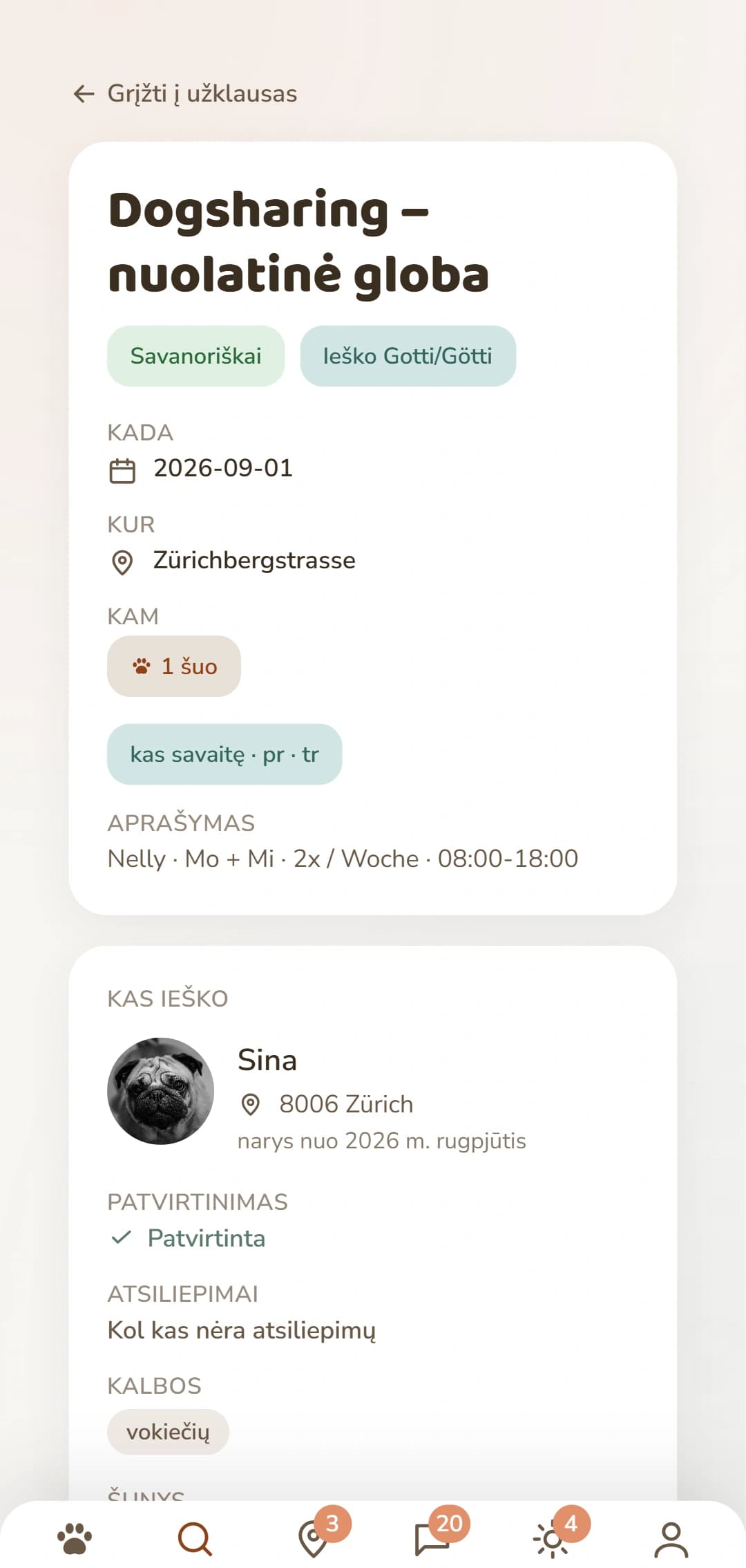 Dogsharing skelbimas išsamiai: laikotarpis, vieta ir kas už jo slypi