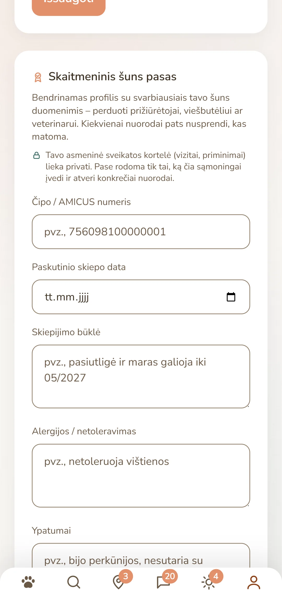 Skaitmeninis šuns pasas: čipo numeris, skiepijimo būklė ir alergijos