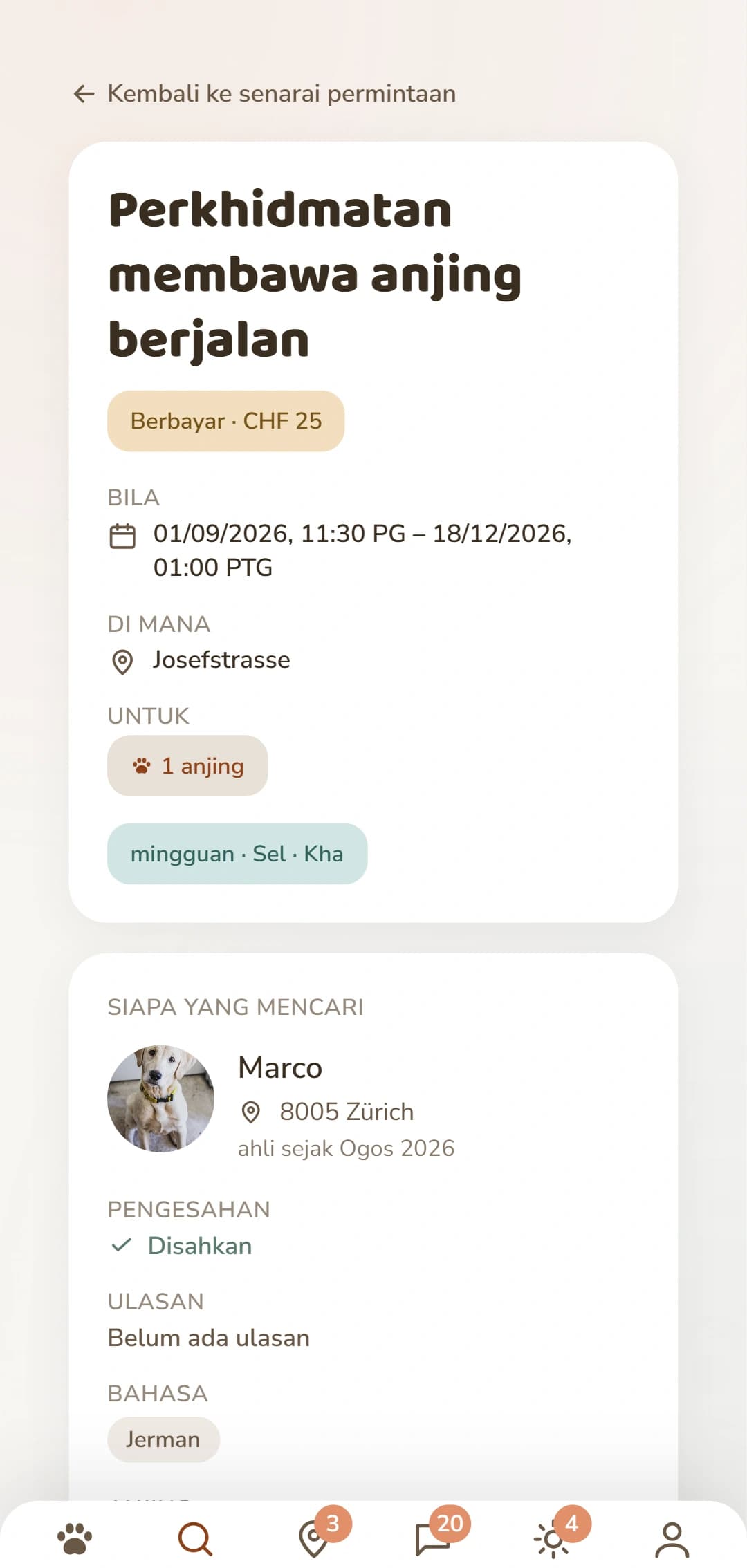 Permohonan yang siap, seperti yang dilihat oleh Dogsyaner lain