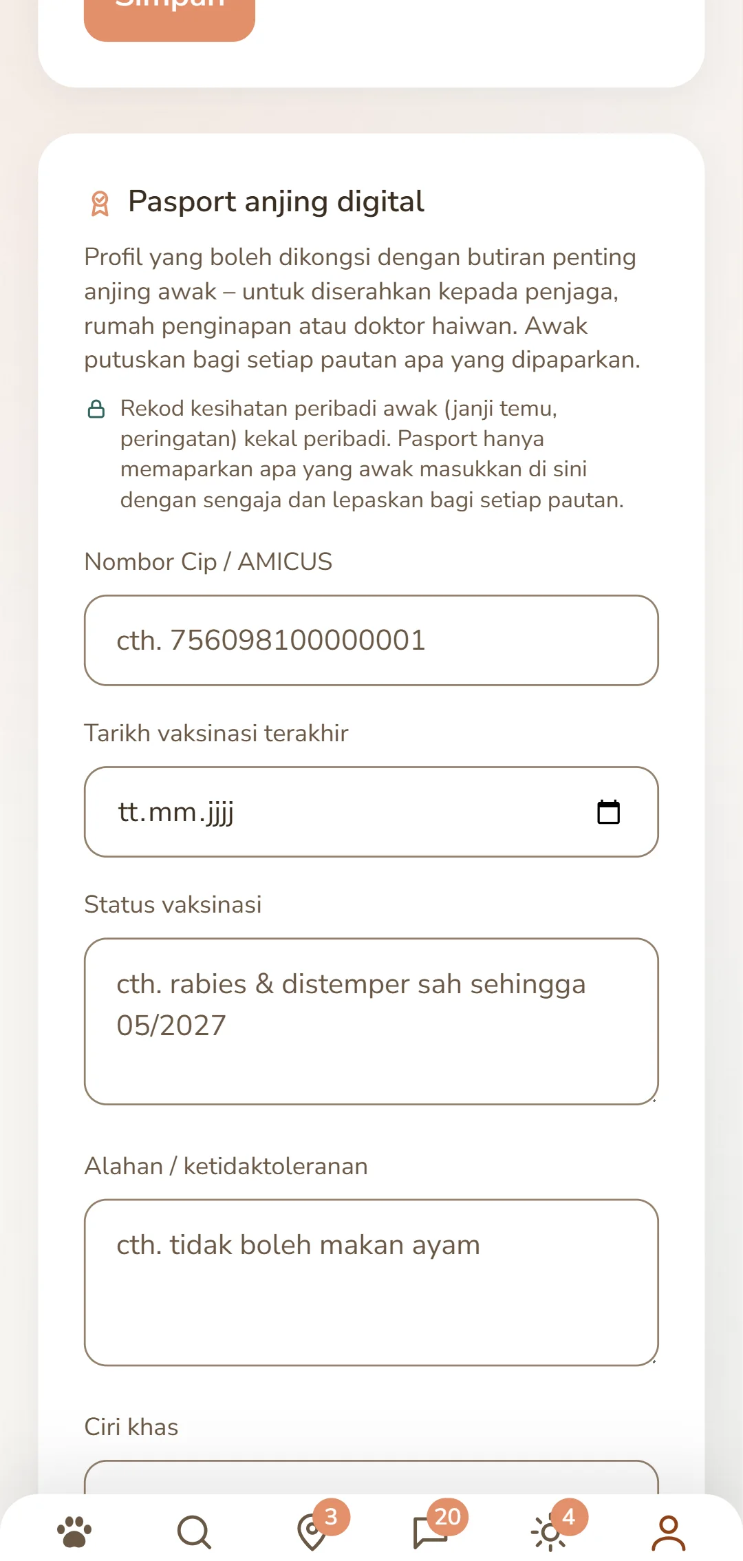 Pasport anjing digital: nombor cip, status vaksinasi dan alahan