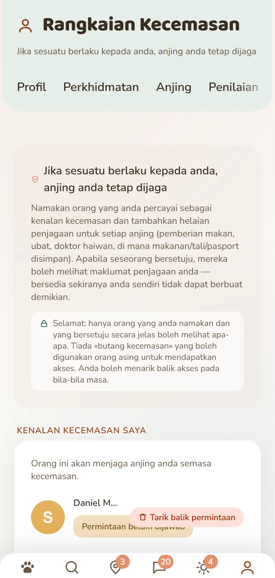 Kenalan kecemasan dan permintaan terbuka anda dalam satu paparan