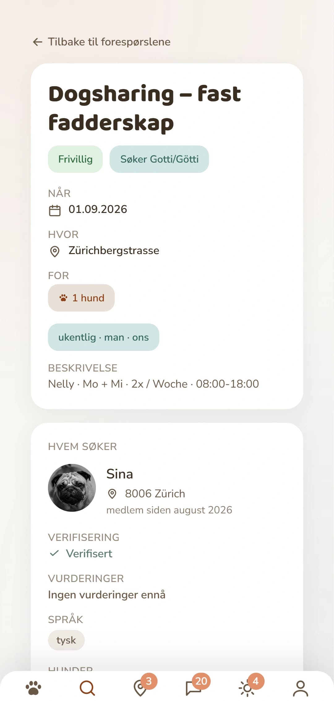 En Dogsharing-forespørsel i detalj: periode, sted og hvem som står bak