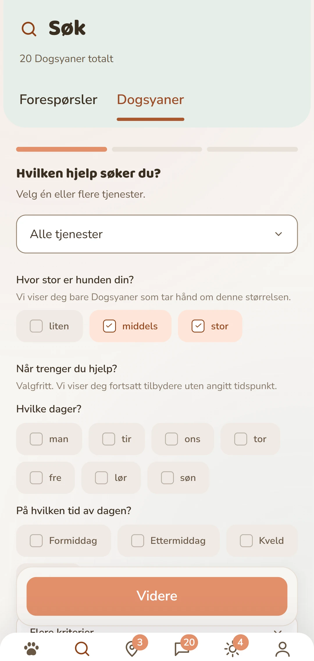 Finjuster: tjeneste, hundestørrelse og flere kriterier