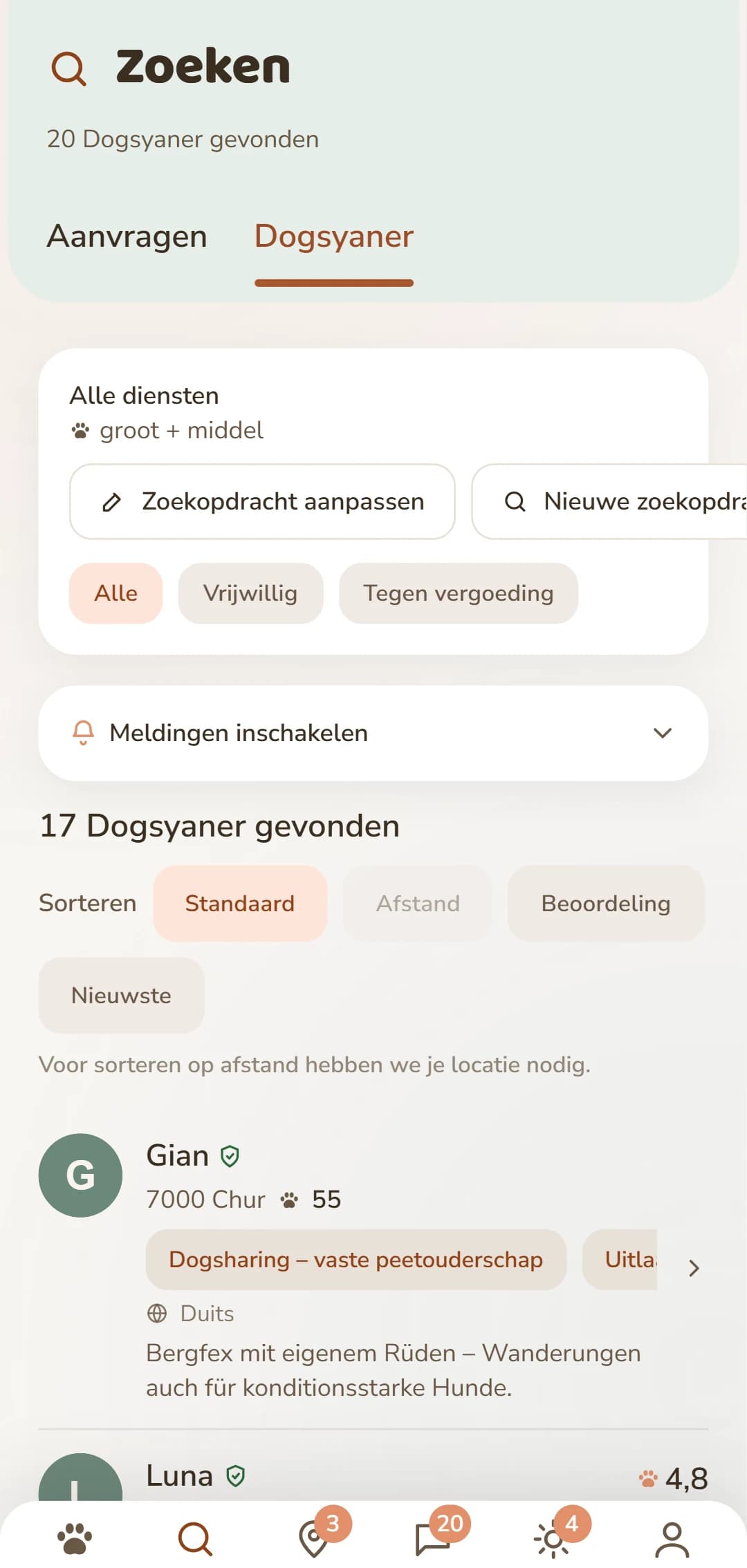 De resultatenlijst: Dogsyaner bij jou in de buurt