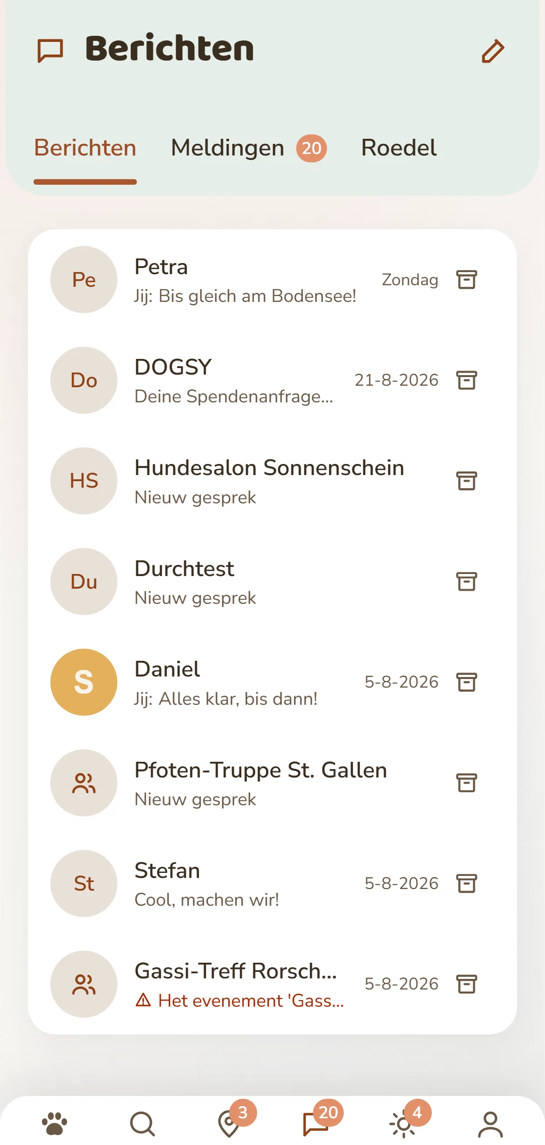 Alle gesprekken in één oogopslag, het nieuwste bovenaan