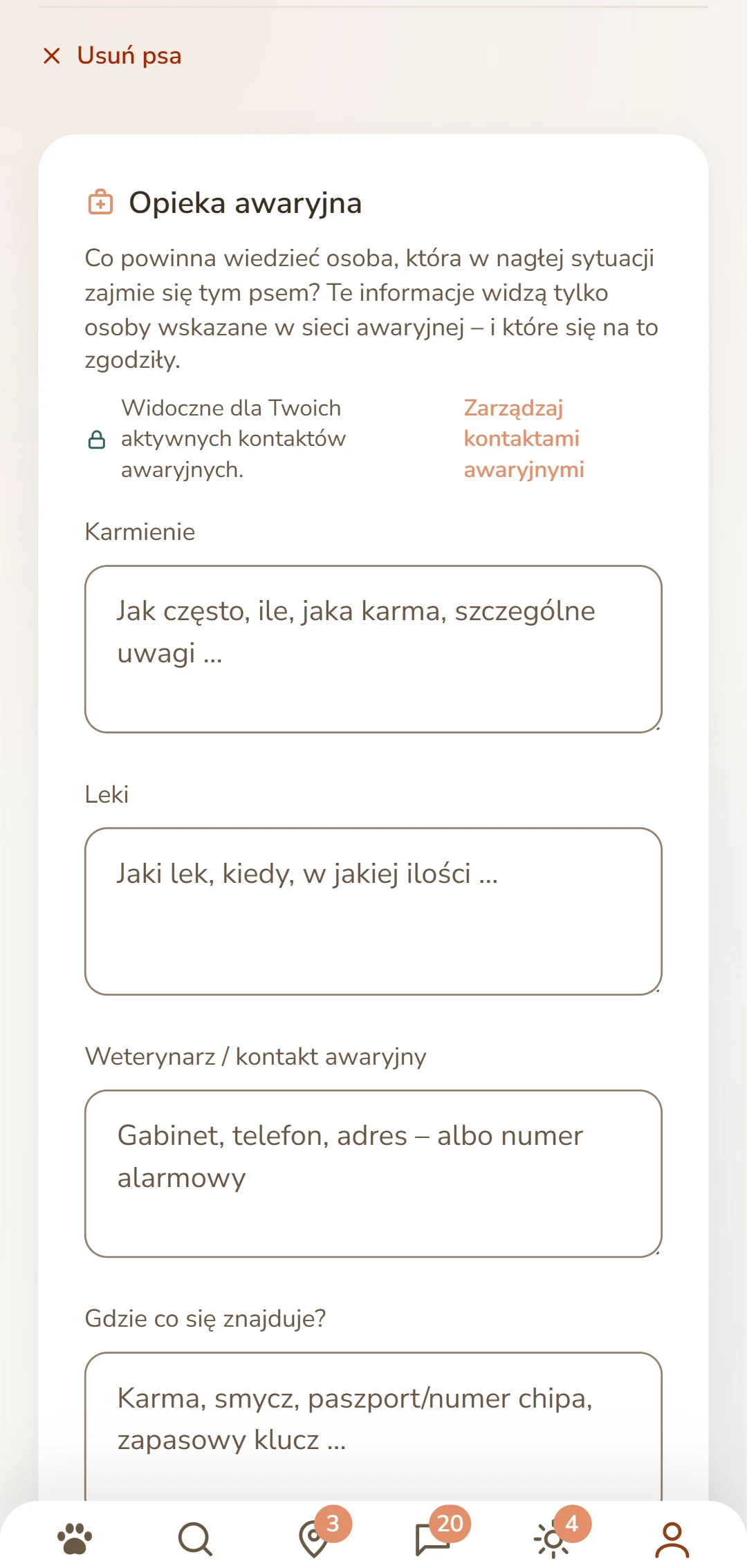Karta opieki nad psem: karmienie, leki, weterynarz