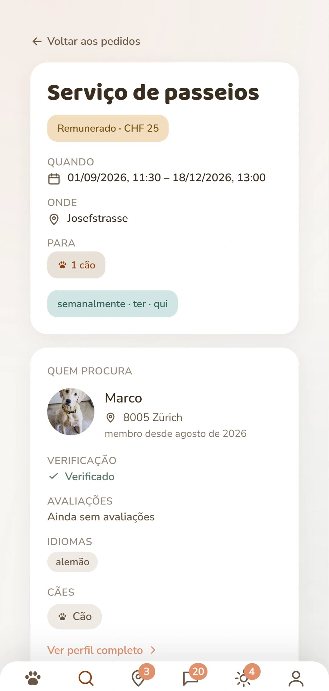 O pedido pronto, tal como os outros Dogsyaner o veem