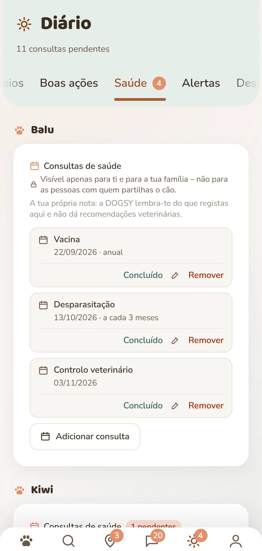 Consultas de saúde por cão: vacinação, desparasitação, proteção contra carraças e mais