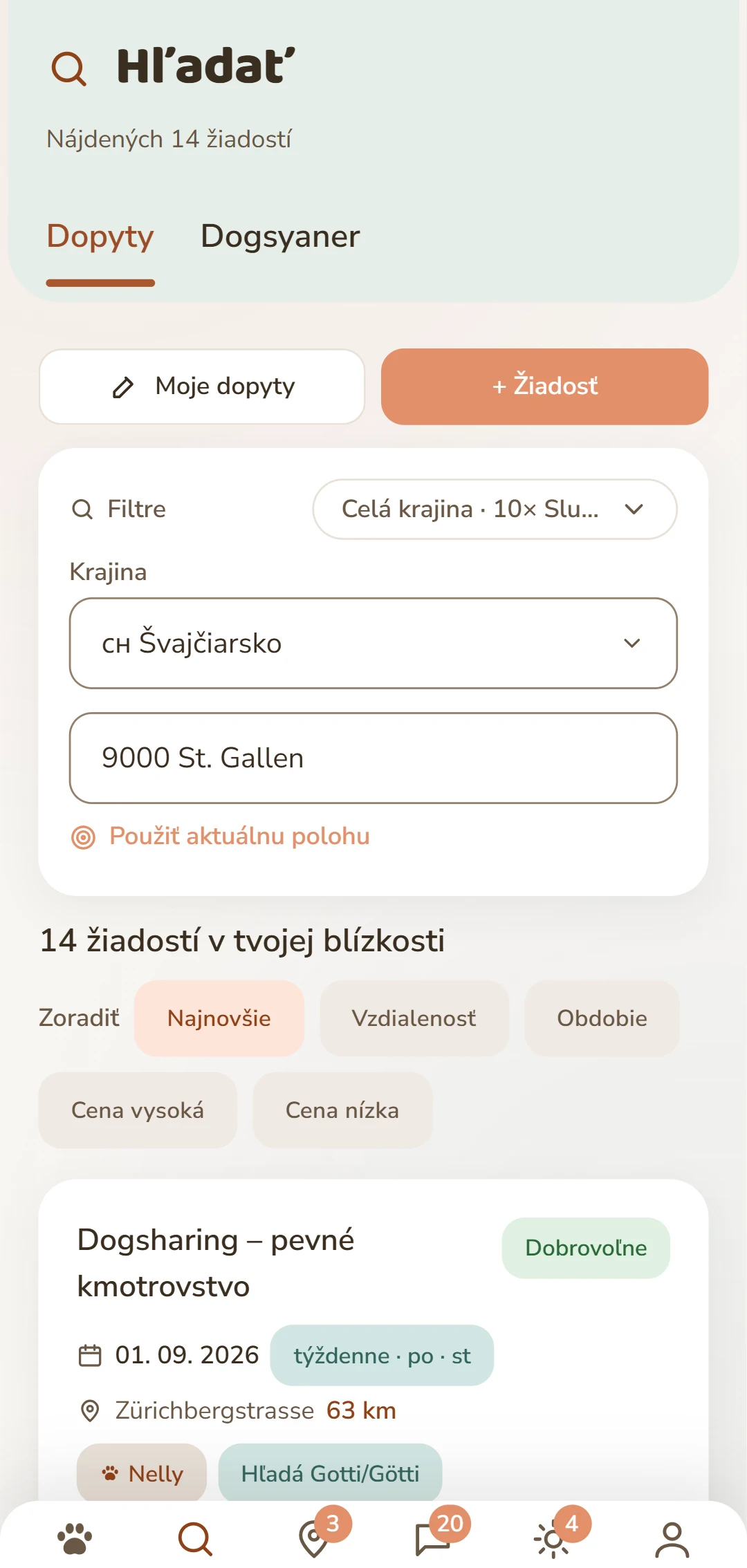 Dopyty Dogsharing so smerom, rytmom a dňami v týždni