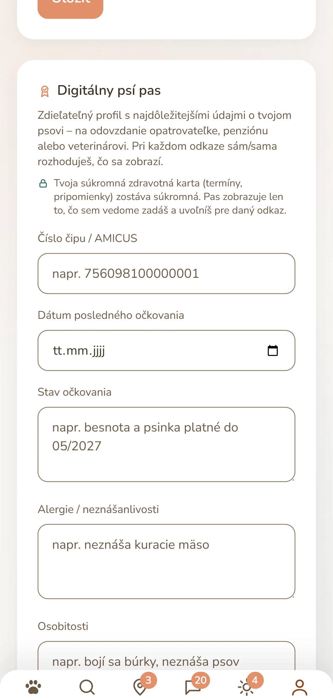Digitálny psí preukaz: číslo čipu, stav očkovania a alergie