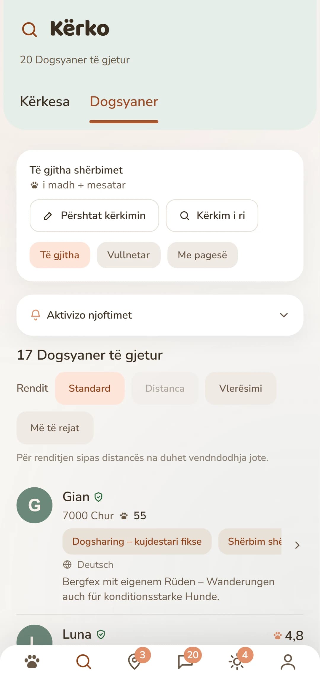 Lista e rezultateve: Dogsyaner pranë teje