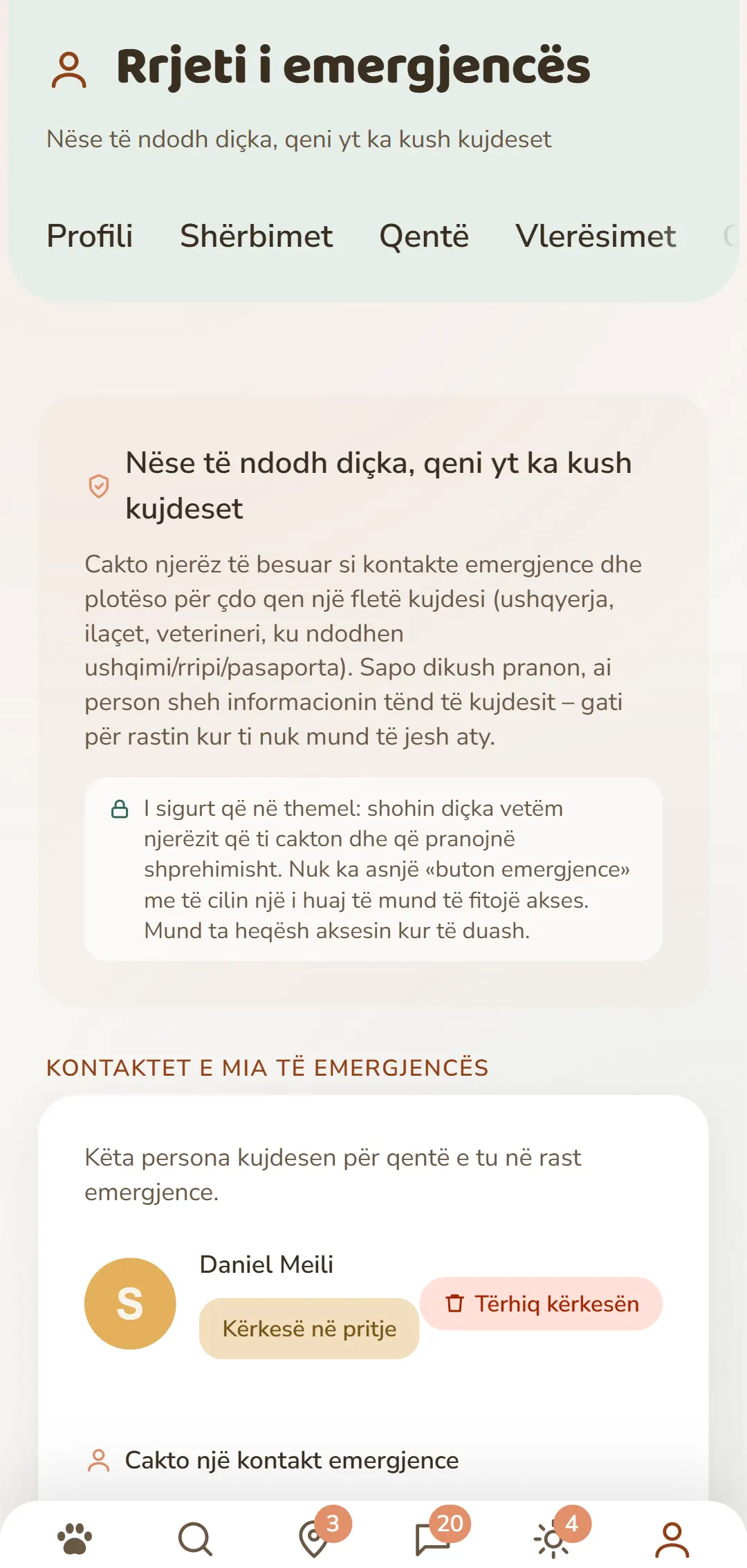 Kontaktet e tua të emergjencës dhe kërkesat në pritje me një vështrim