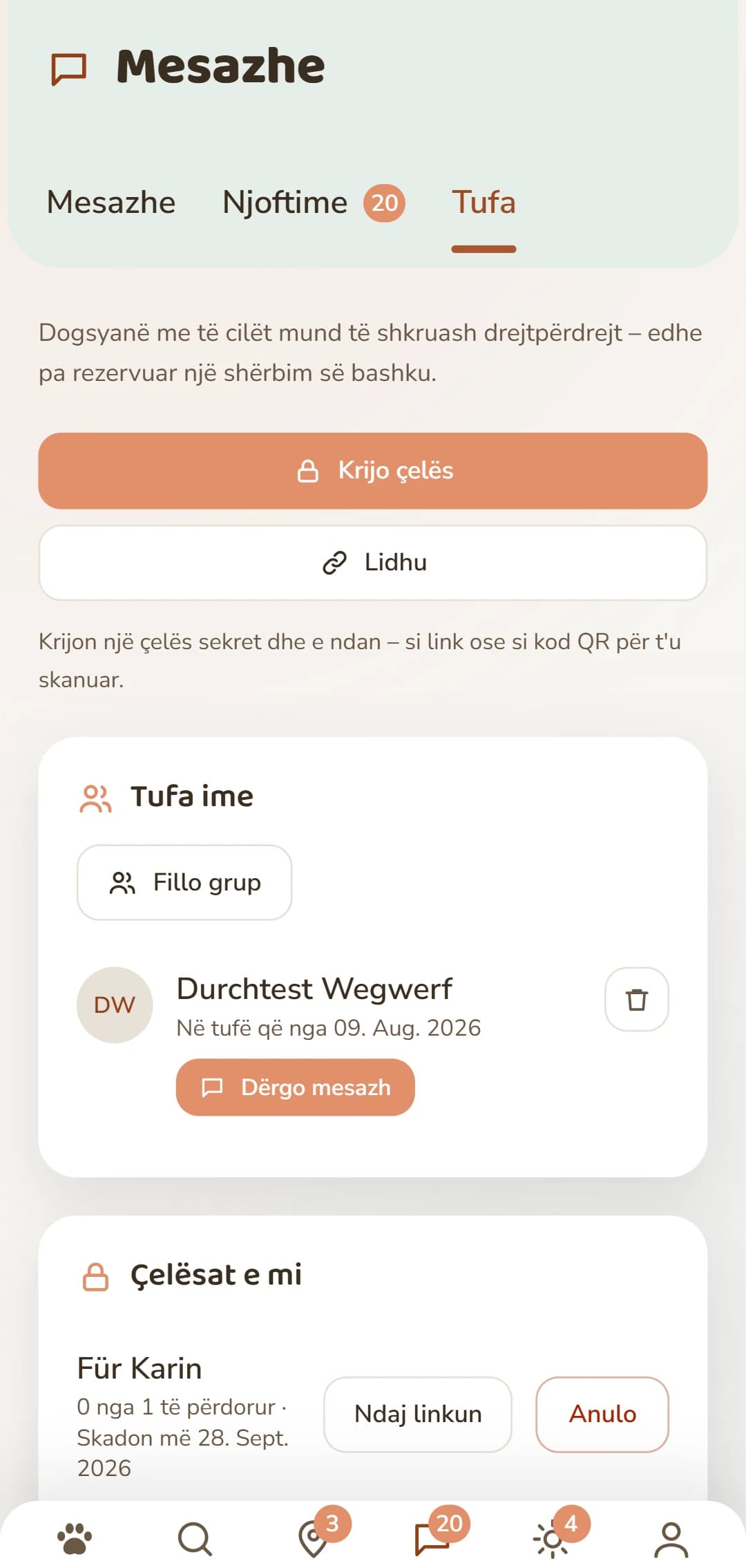 Skeda Rudel: krijo një çelës dhe menaxho lidhjet e tua.