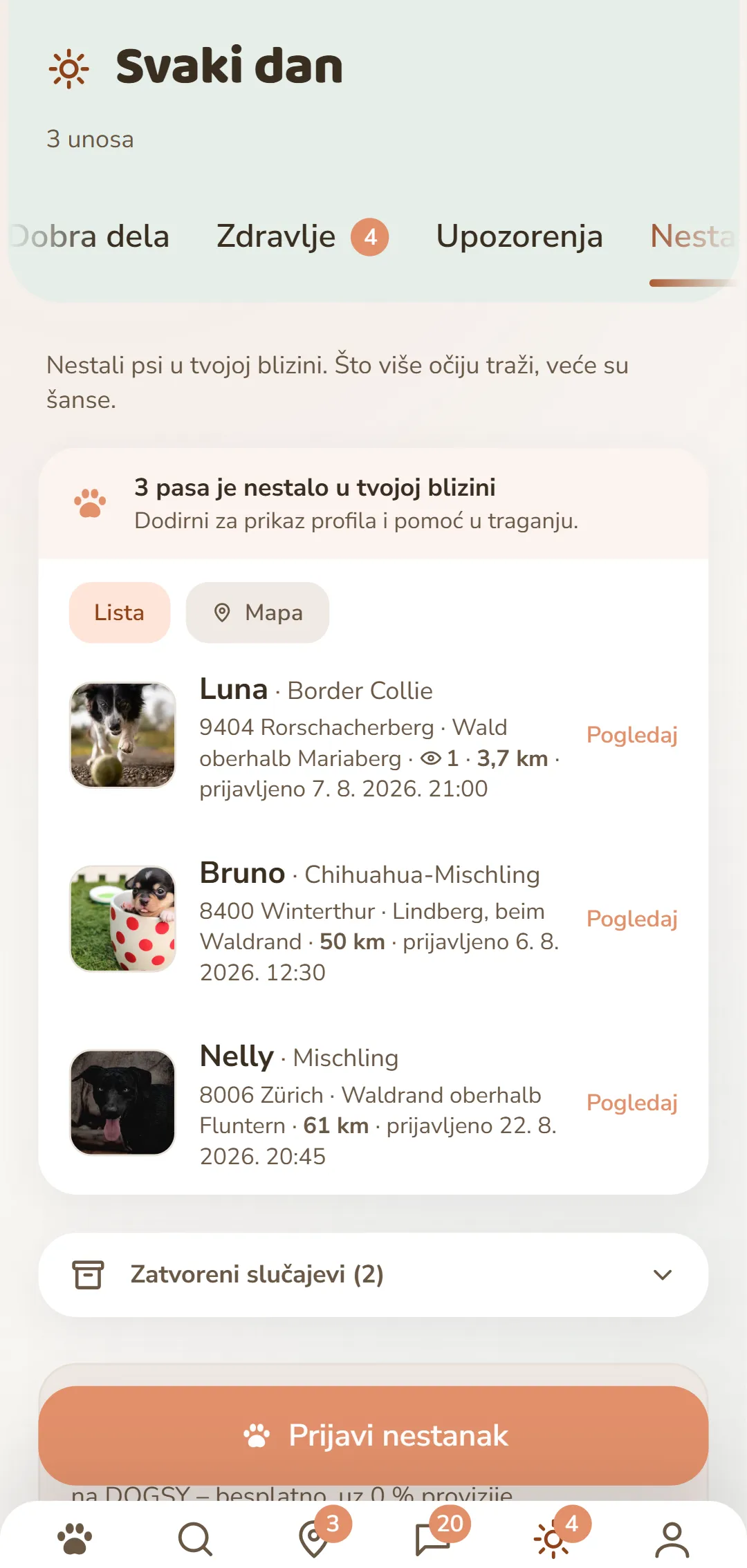 Nestali psi u blizini – sa fotografijom, mestom i vremenom