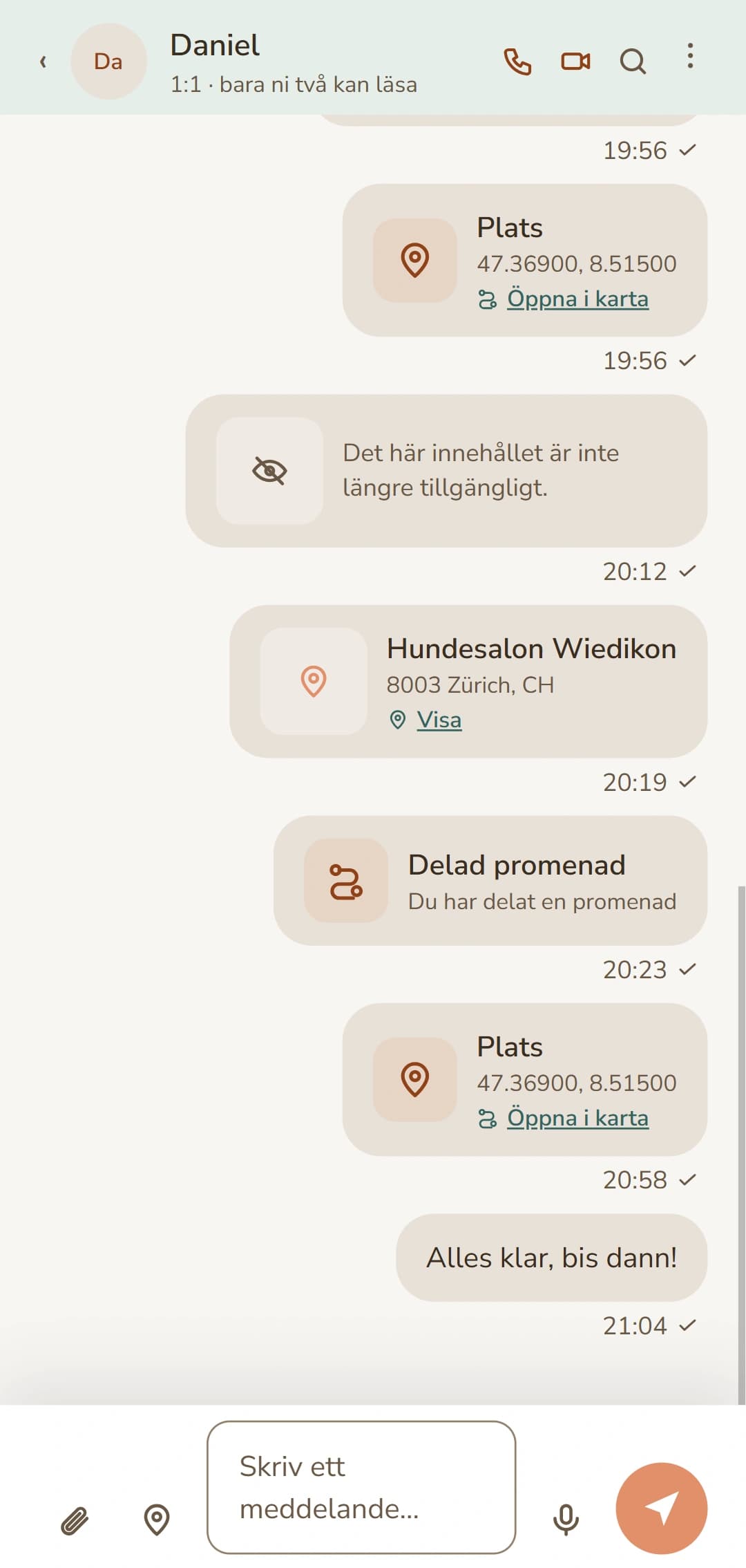 En öppen chatt: hela historiken på en blick