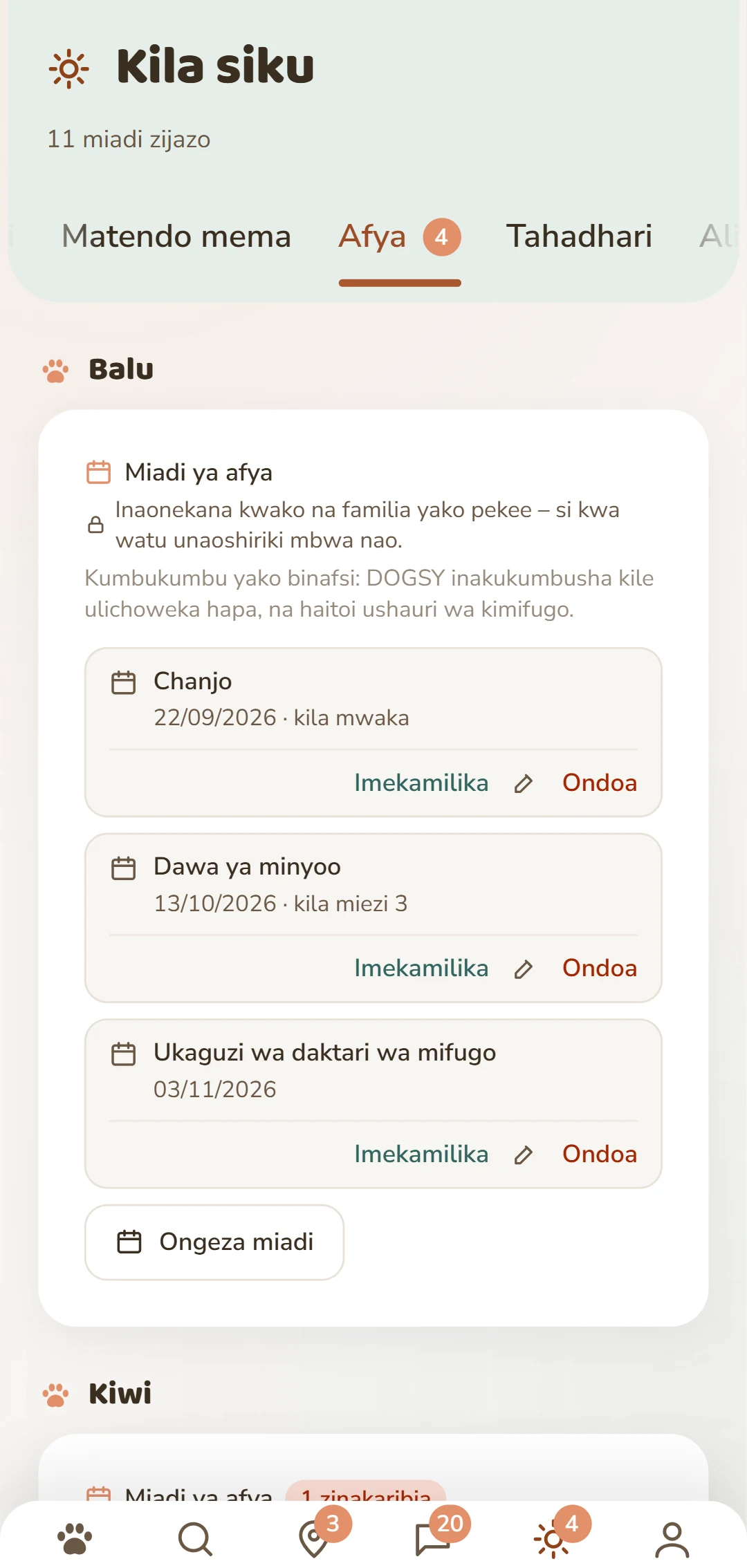 Miadi ya afya kwa kila mbwa: chanjo, dawa ya minyoo, kinga dhidi ya kupe na zaidi
