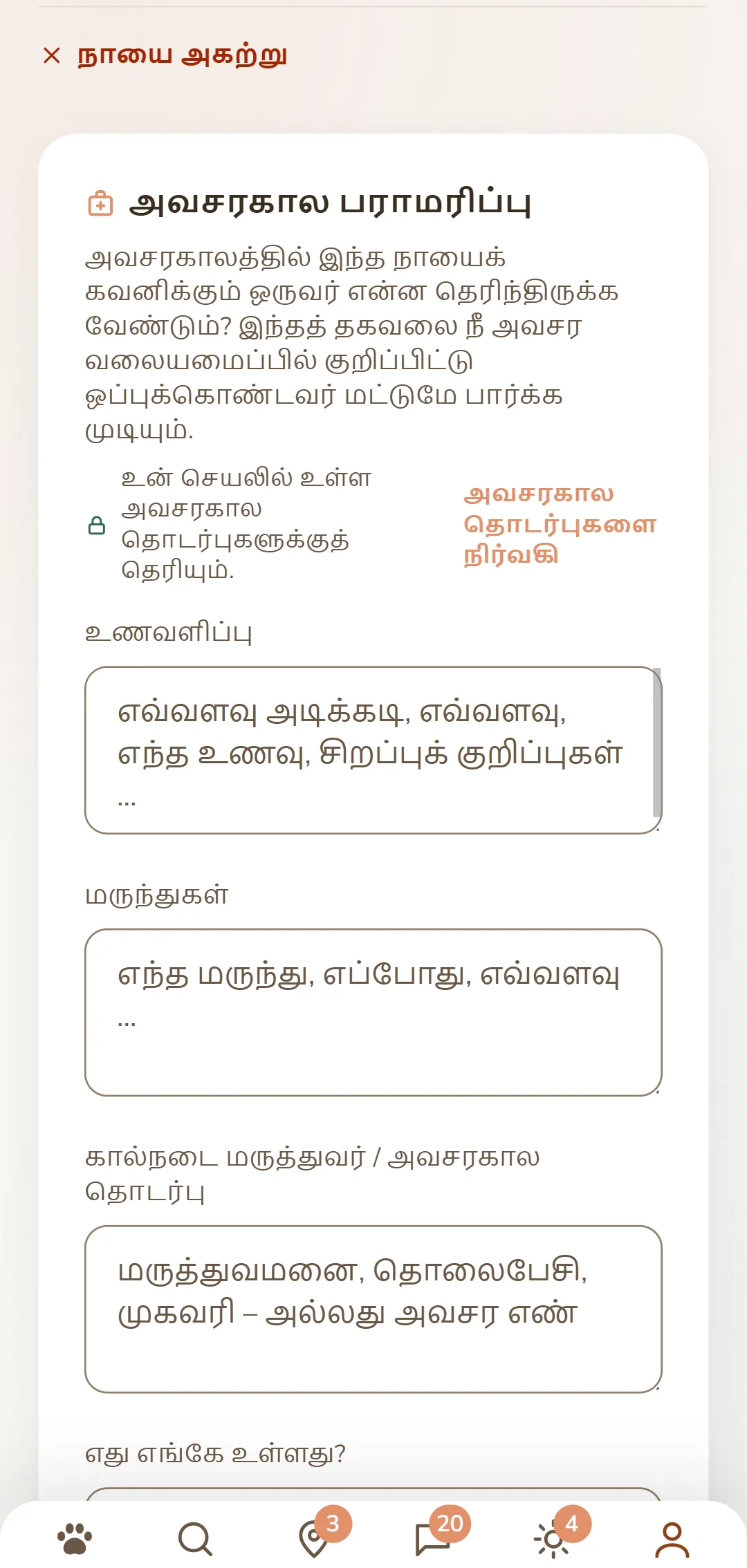 ஒரு நாயின் பராமரிப்பு தாள்: உணவளிப்பு, மருந்துகள், கால்நடை மருத்துவர்