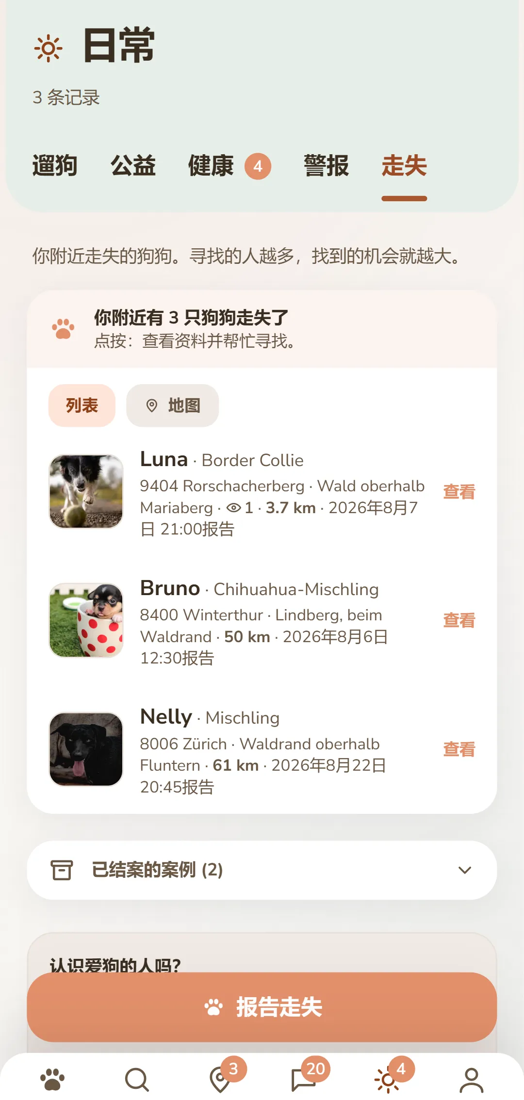 附近走失的狗狗——附带照片、地点和时间