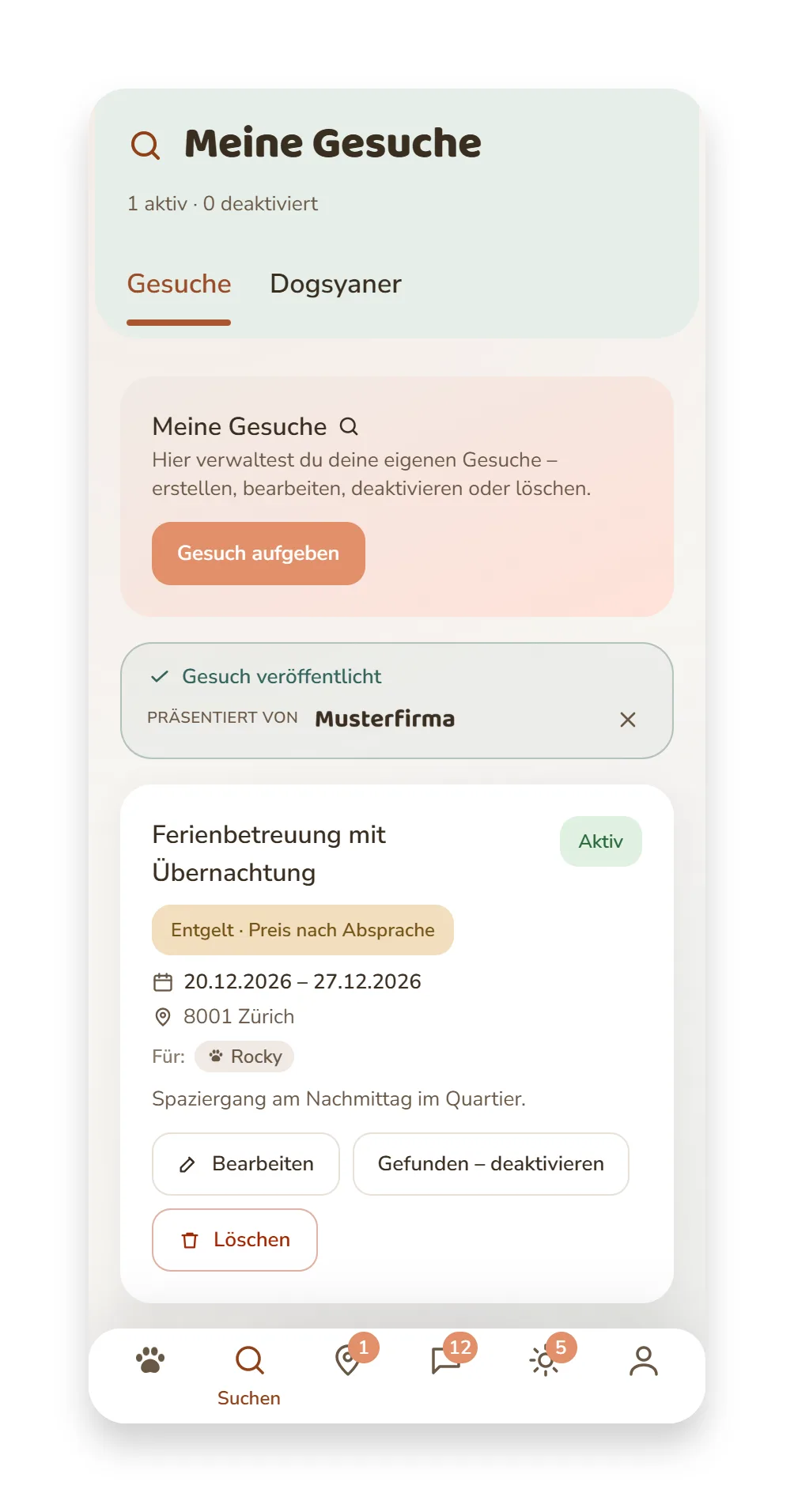 Gesuch veröffentlicht